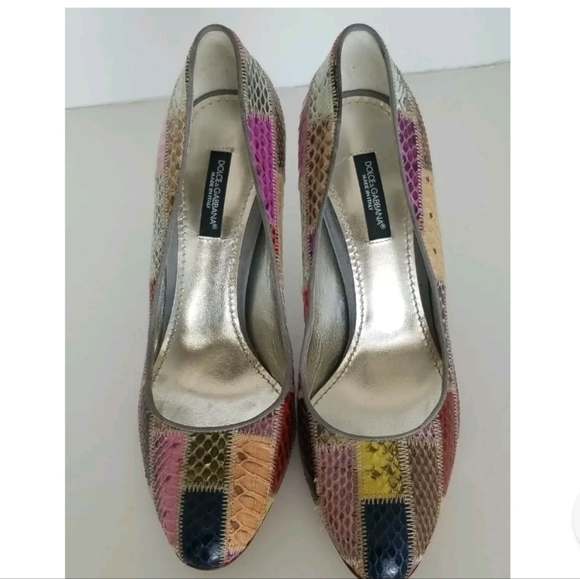 Dolce & Gabbana Round Toe Leather Slip On Platform Heel Shoes Size 36.5 - Picture 4 of 11